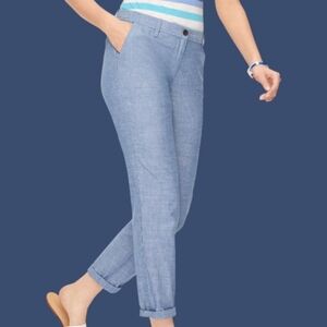 EUC Talbots Girlfriend Chinos Chambray Cropped Pants Size 12 100% Cotton